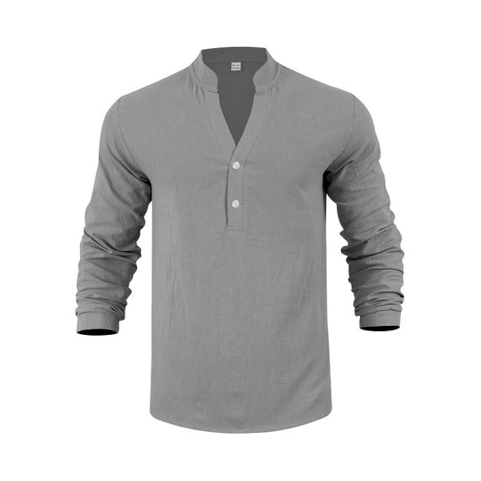 Herren Langarmshirt mit modischem Stehkragen und eleganten Knopfdetails EB