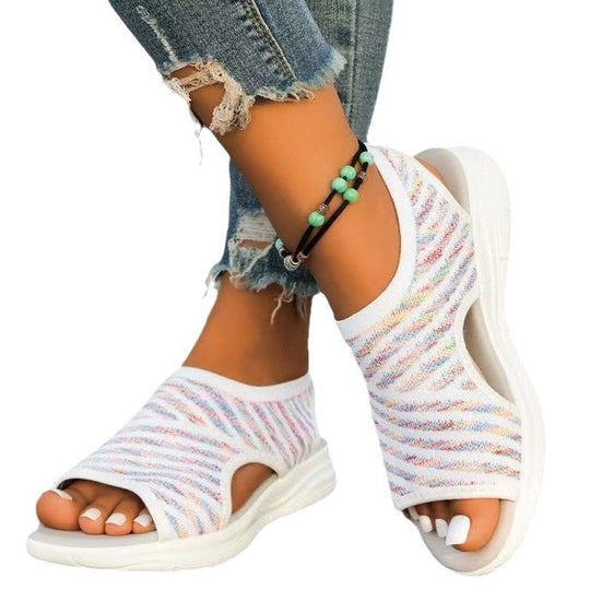 Damen sportliche Sandalen mit elastischem Obermaterial und rutschfester Sohle EB