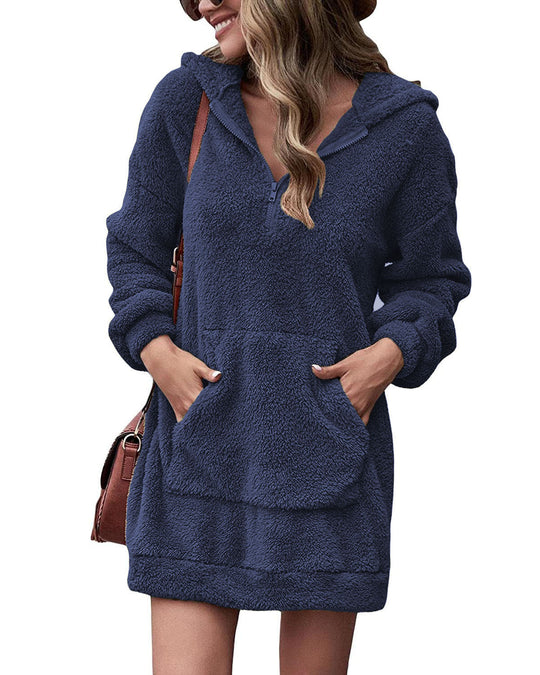 Damen Kapuzenkleid aus Kuschelfleece EB
