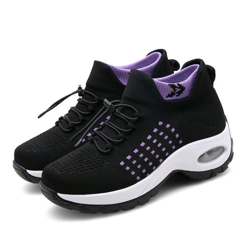 Damen nan leichte atmungsaktive Strick-Sneaker mit Luftkissen und hohem Sockenkragen EB