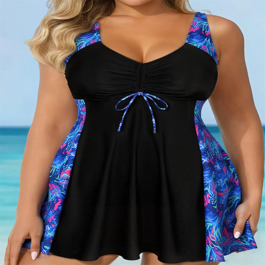 Damen Strandkleid Badeanzug mit elegantem Leopardenmuster EB