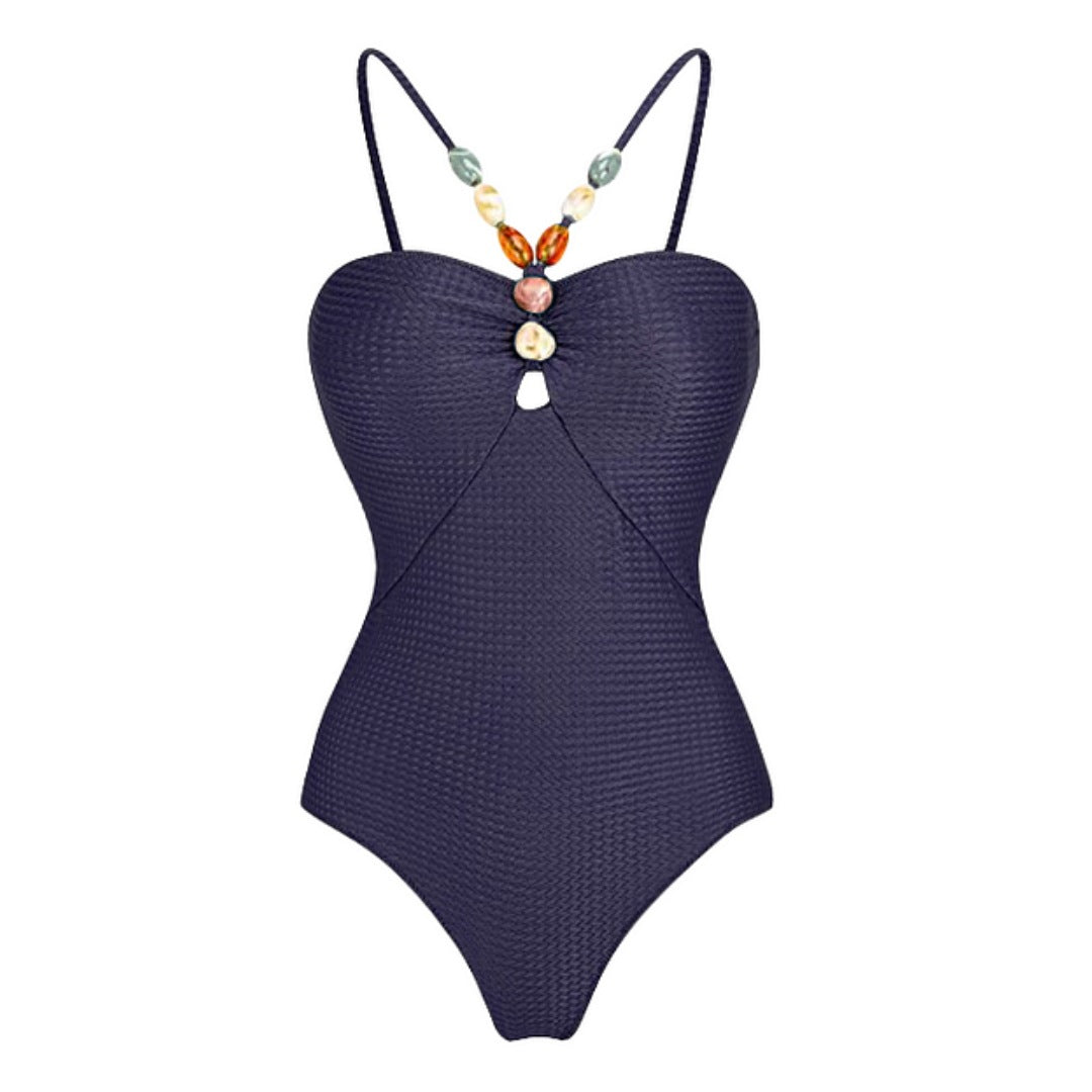 Damen Bikin Ensemble mit dekorativem Ausschnitt und elegantem Überwurf EB
