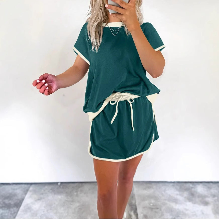 Damen sportliches Lounge-Set mit lockerer Passform und Kontrastdetails EB