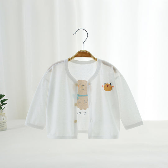 Unisex nan atmungsaktiver Baumwolle Baby Kimono Cardigan mit vorderen Druckknöpfen EB