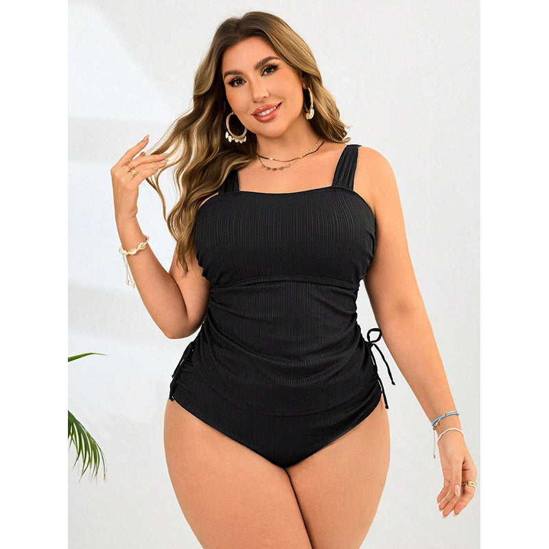Damen Komfortabler Einteiler Badeanzug mit seitlichen Raffung EB