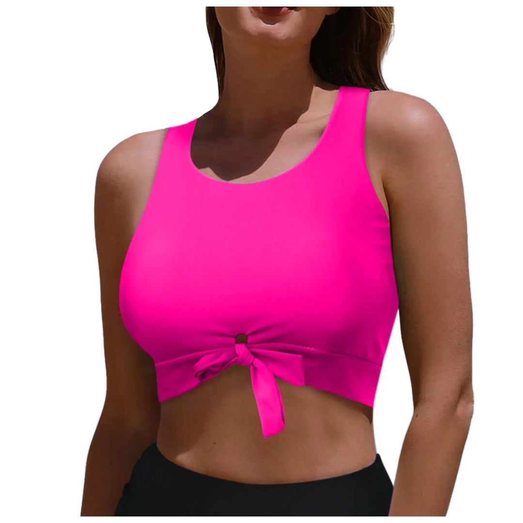 Damen Sportlicher Crop-Top mit Schlaufenbindung EB