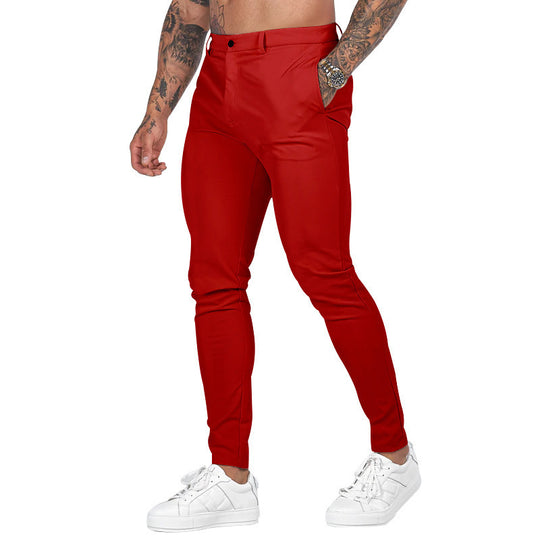 Herren nan Slim-Fit Stretch-Chino mit schmal zulaufendem Bein und dezenten Eingrifftaschen EB