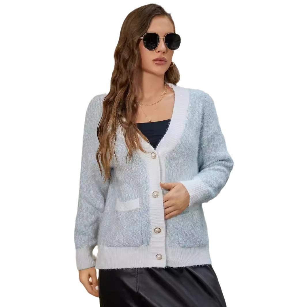 Damen oversized Strickjacke mit praktischen Taschen und stilvollen Knopfdetails EB