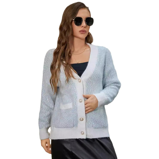 Damen oversized Strickjacke mit praktischen Taschen und stilvollen Knopfdetails EB