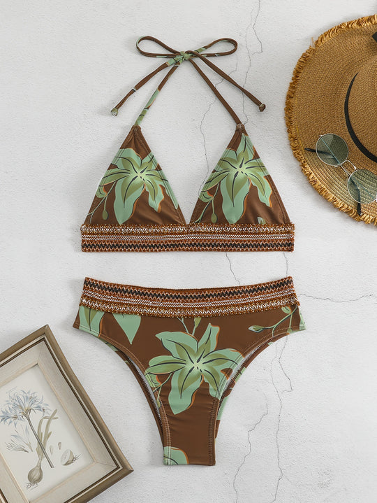 Damen Triangel-Bikini mit floralem Muster und komfortablem Tragekomfort EB