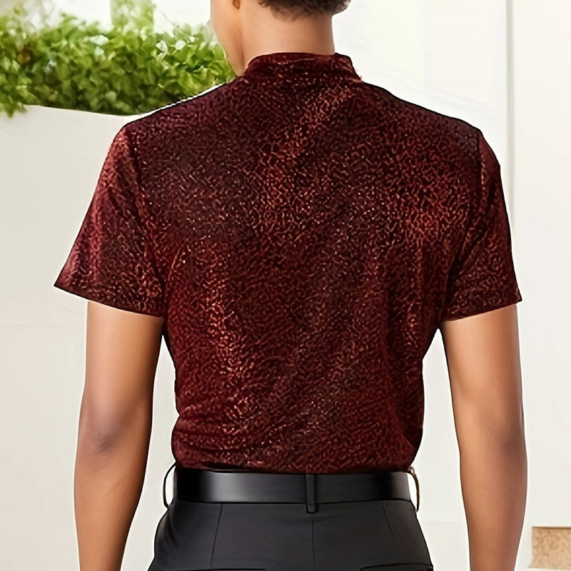 Herren Kurzarm T-Shirt mit modernem Glitzer-Design und trendiger Passform EB