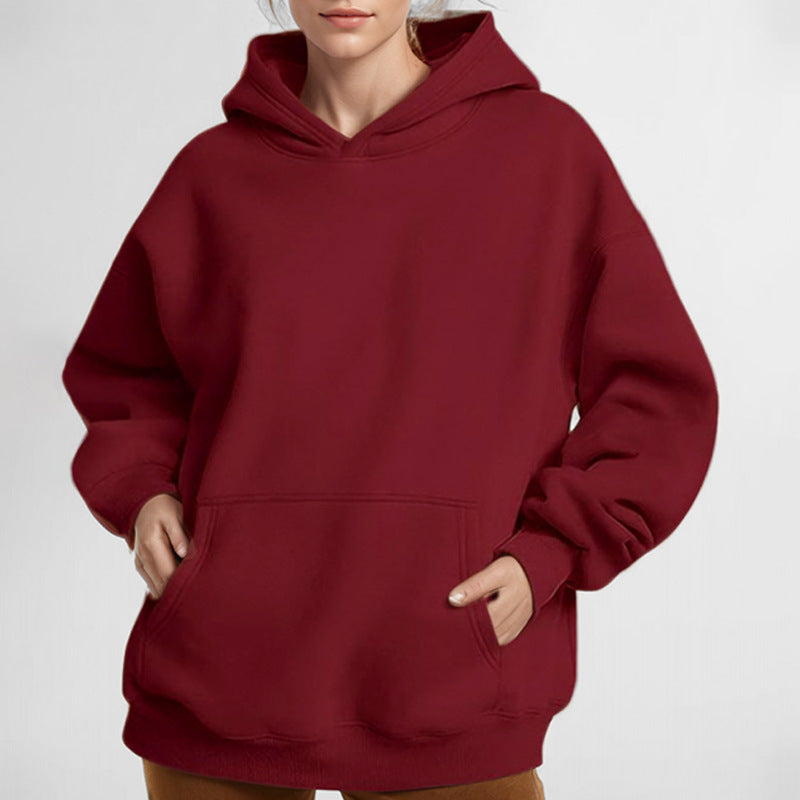 Damen nan Oversize-Kapuzenpullover mit ballonärmeln, herausgehobener Kängurutasche und weich angerauter Innenseite EB