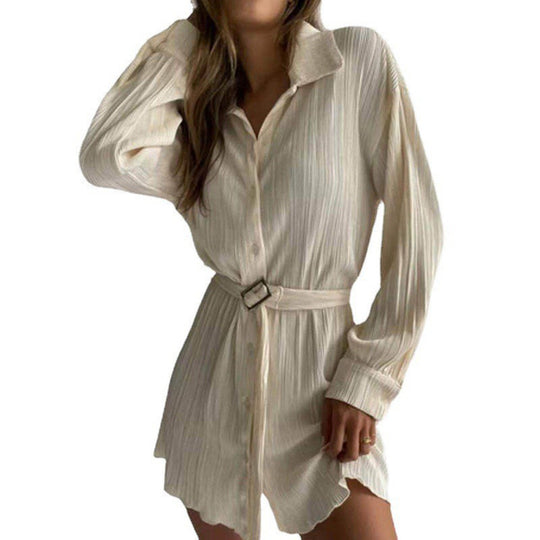 EB | Langärmeliges Kleid mit Schnürsenkeln und elastischer Taille