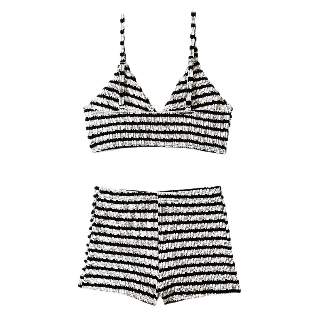 Damen Crop-Bikini Oberteil mit High-Waist Shorts EB