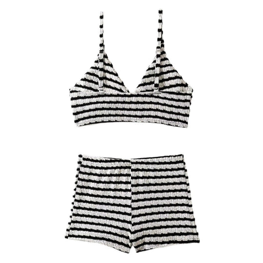 Damen Crop-Bikini Oberteil mit High-Waist Shorts EB