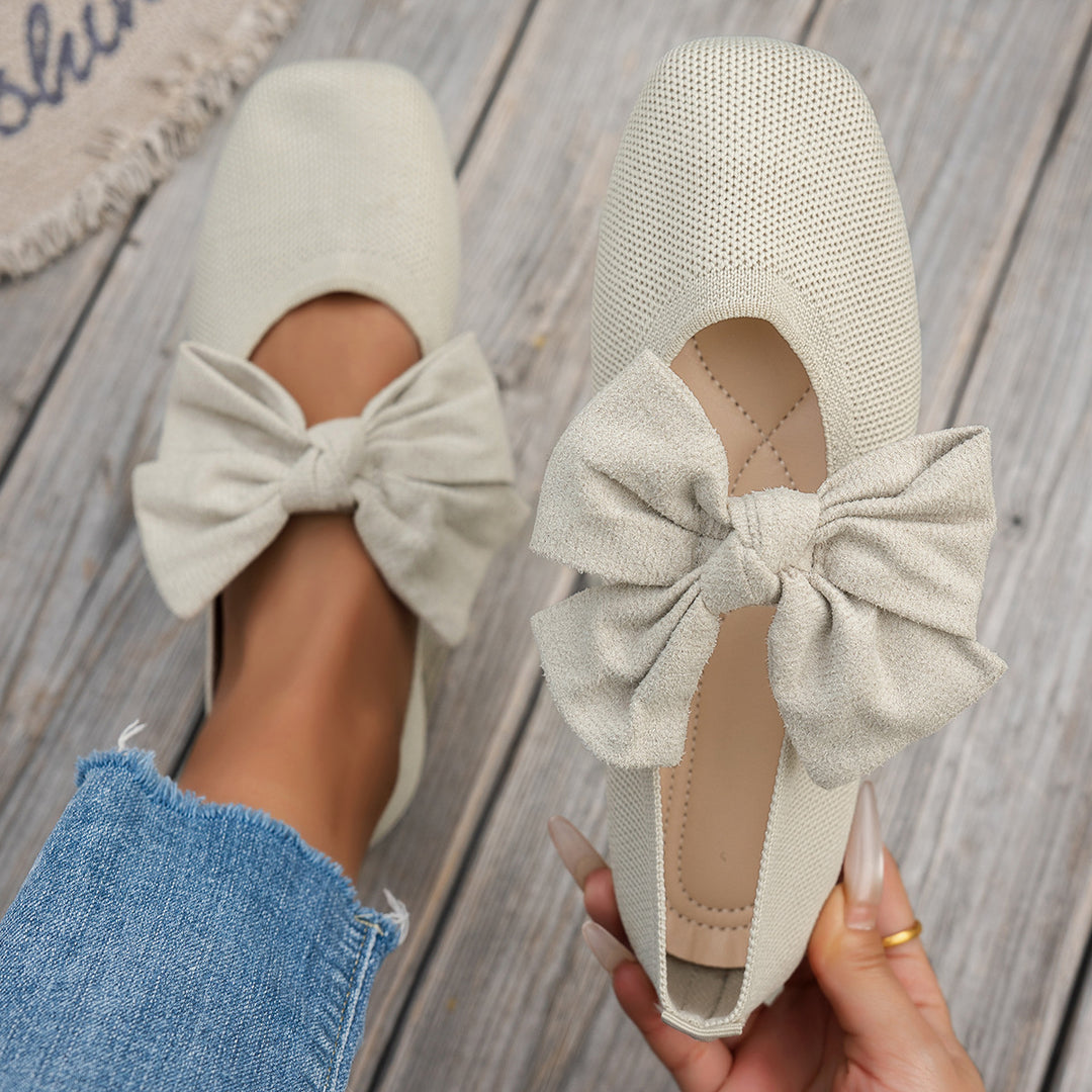 Damen Ballerinas mit großem Schleifen-Design und atmungsaktivem Obermaterial EB