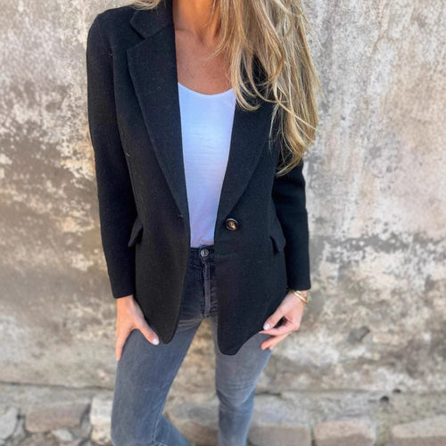 Damen elegante Wolljacke mit doppeltem Knopf EB