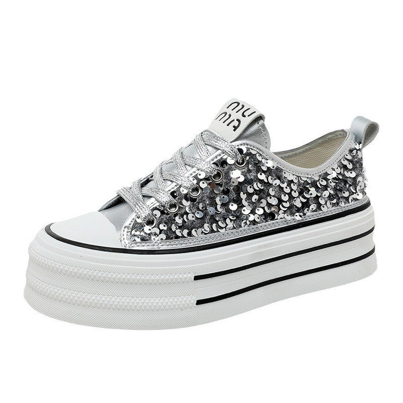 Damen Plateausneaker mit glamourösen Paillettenakzenten EB