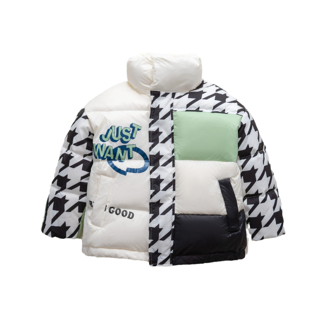 Damen Übergroße Steppjacke mit trendigem Patchwork-Design EB
