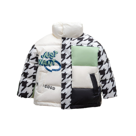 Damen Übergroße Steppjacke mit trendigem Patchwork-Design EB