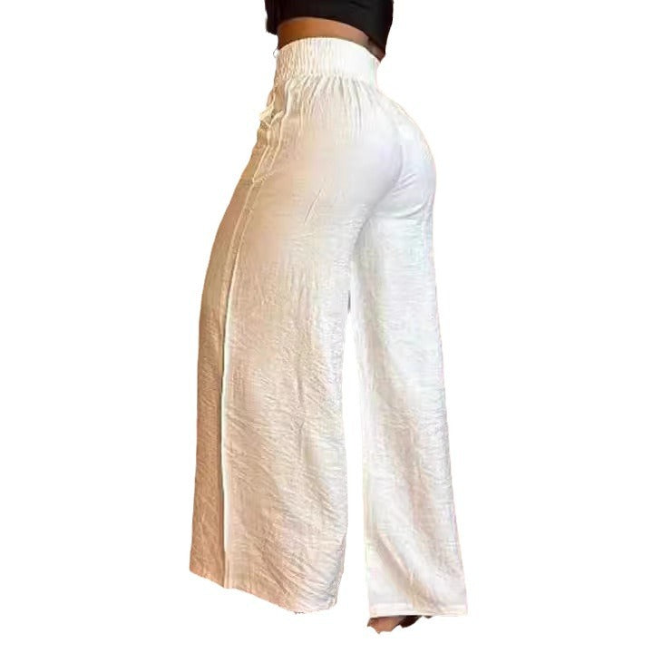 Damen weite Hosen mit elastischem Bund und stylischen Fransen EB