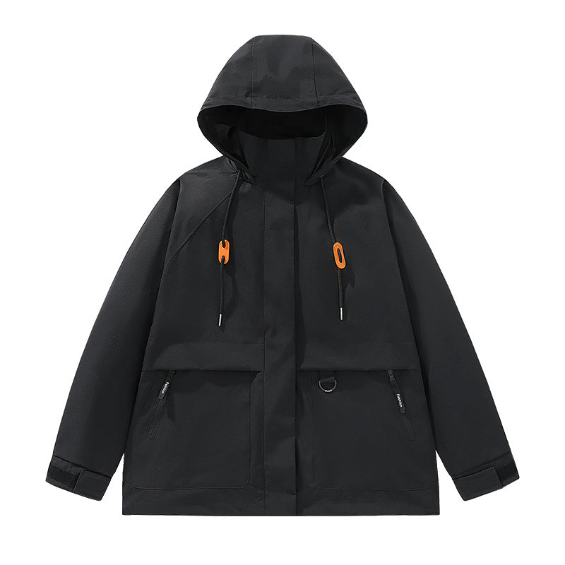 Herren funktionale Freizeitjacke mit verstellbarem Kapuzenkragen und großen Taschen EB