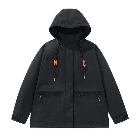Herren funktionale Freizeitjacke mit verstellbarem Kapuzenkragen und großen Taschen EB