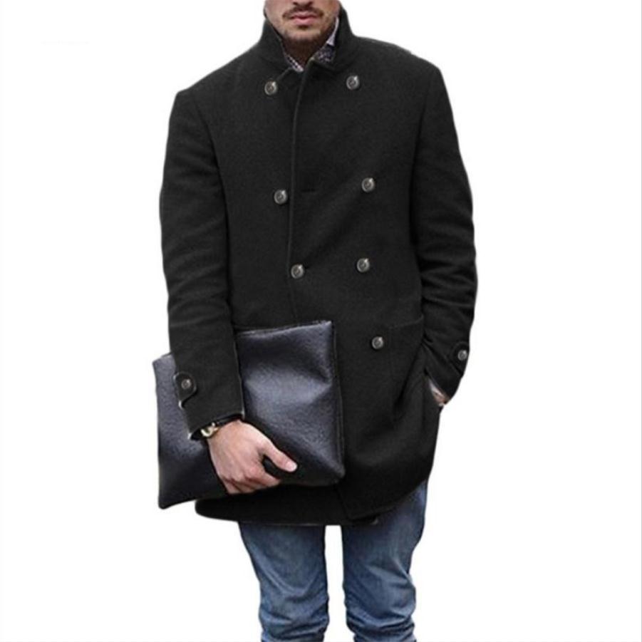 Herren eleganter Woll-Dufflecoat mit doppelter Knopfreihe und praktischen Taschen EB