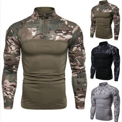 Herren Funktionales Langarmshirt im sportlichen Design mit Stehkragen und Reißverschluss EB
