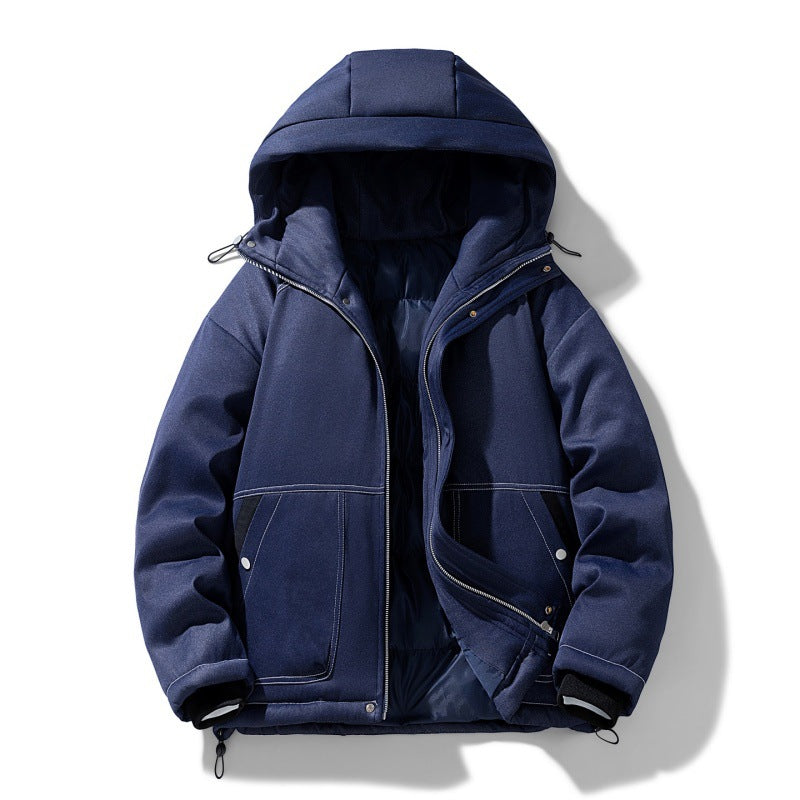 Herren urbaner Kapuzen-Insulated Overshirt mit gesteppter Thermofüllung und Kontrastnähten EB