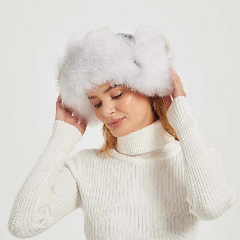 Damen Flauschige Wintermütze mit tierischen Ohren und voluminösem Design EB