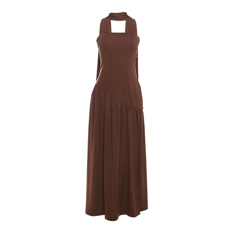 Damen Elegantes Maxikleid mit schulterfreier Silhouette und raffiniertem Schlitz EB