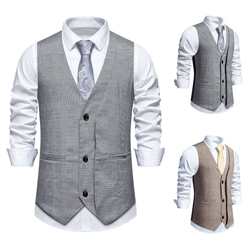 Herren elegante Anzugweste mit moderner Struktur und feinem Karomuster EB