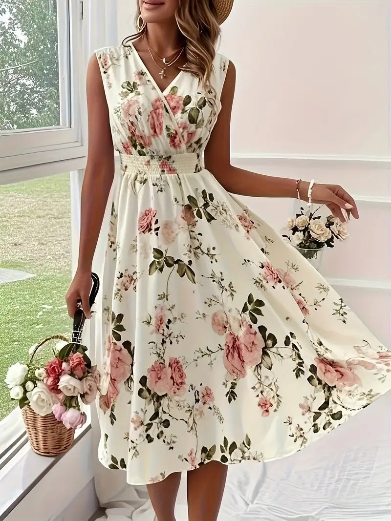 Damen Verspieltes A-Linien Kleid mit floralen Details EB