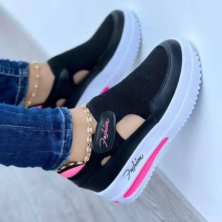 Damen  atmungsaktive Plateausneaker mit Klettverschluss und integrierter Luftdämpfung EB