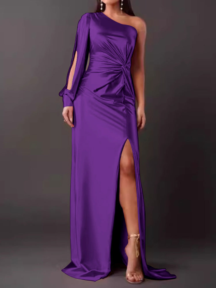 Damen Abendkleid mit asymmetrischem Ausschnitt und eleganter Faltenlegung EB