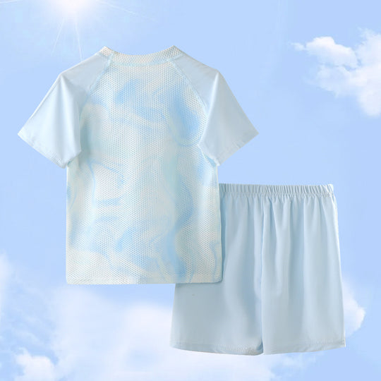 Damen nan UV-Schutz Bade-Set mit Kurzarm-Rashguard und elastischen Badeshorts R&B