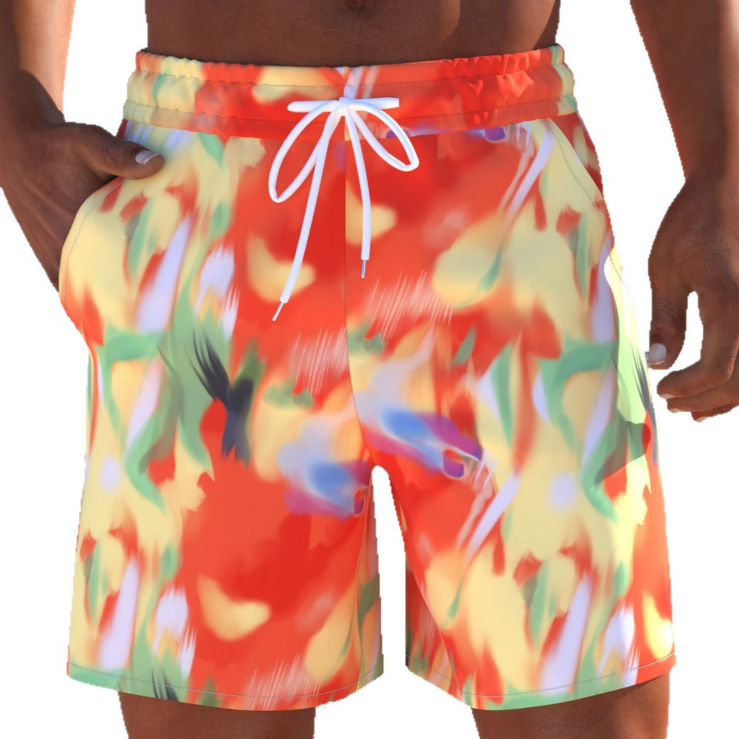 Herren Badeshorts mit animalischem Muster und elastischem Bund EB