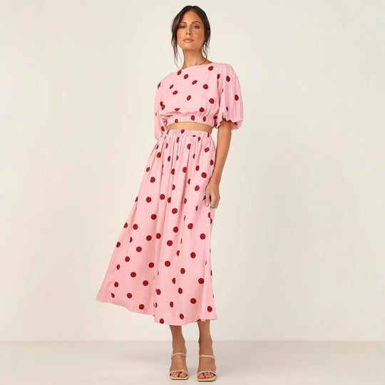 Damen Maxikleid mit elastischem Taillenzug und voluminösen Ärmeln EB