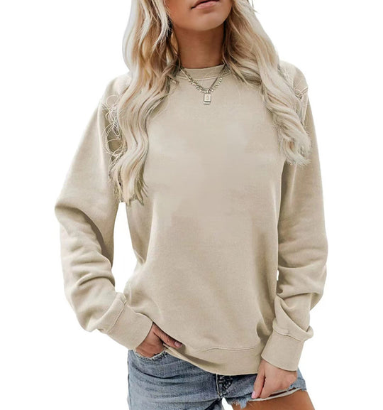 Damen nan lässiges Oversize Sweatshirt mit Rundhalsausschnitt und weichem Baumwollfleece EB