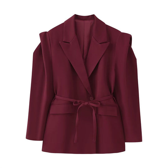 Damen modischer Blazer mit taillierbarem Gürtel und oversized Schnitt EB