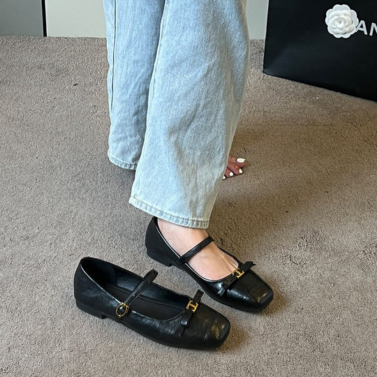 Damen Ballerinas mit elegantem Riemchen und modischem Schleifendetail EB