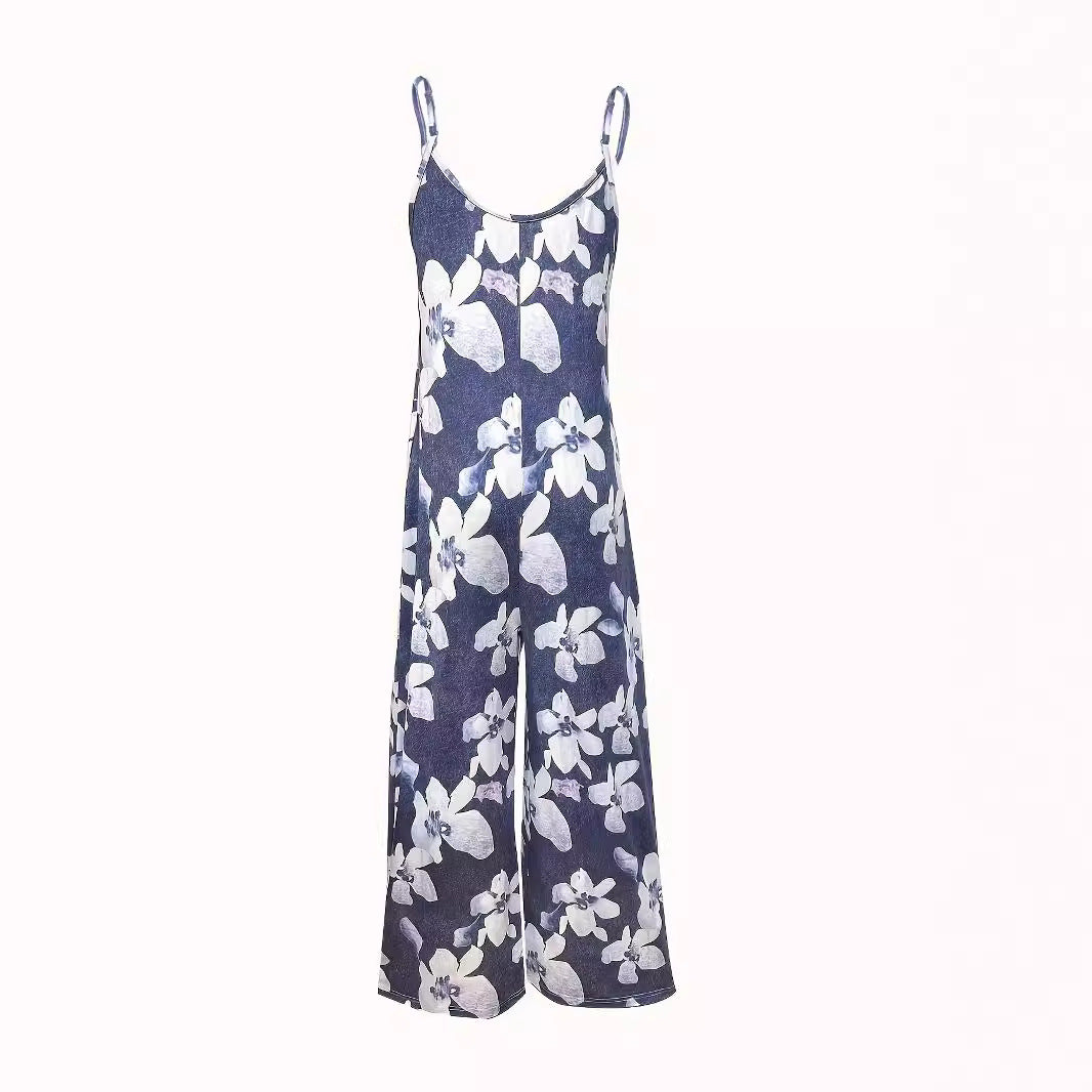 Damen Luftiger Sommeroverall mit breiten Beinen und praktischen Taschen EB