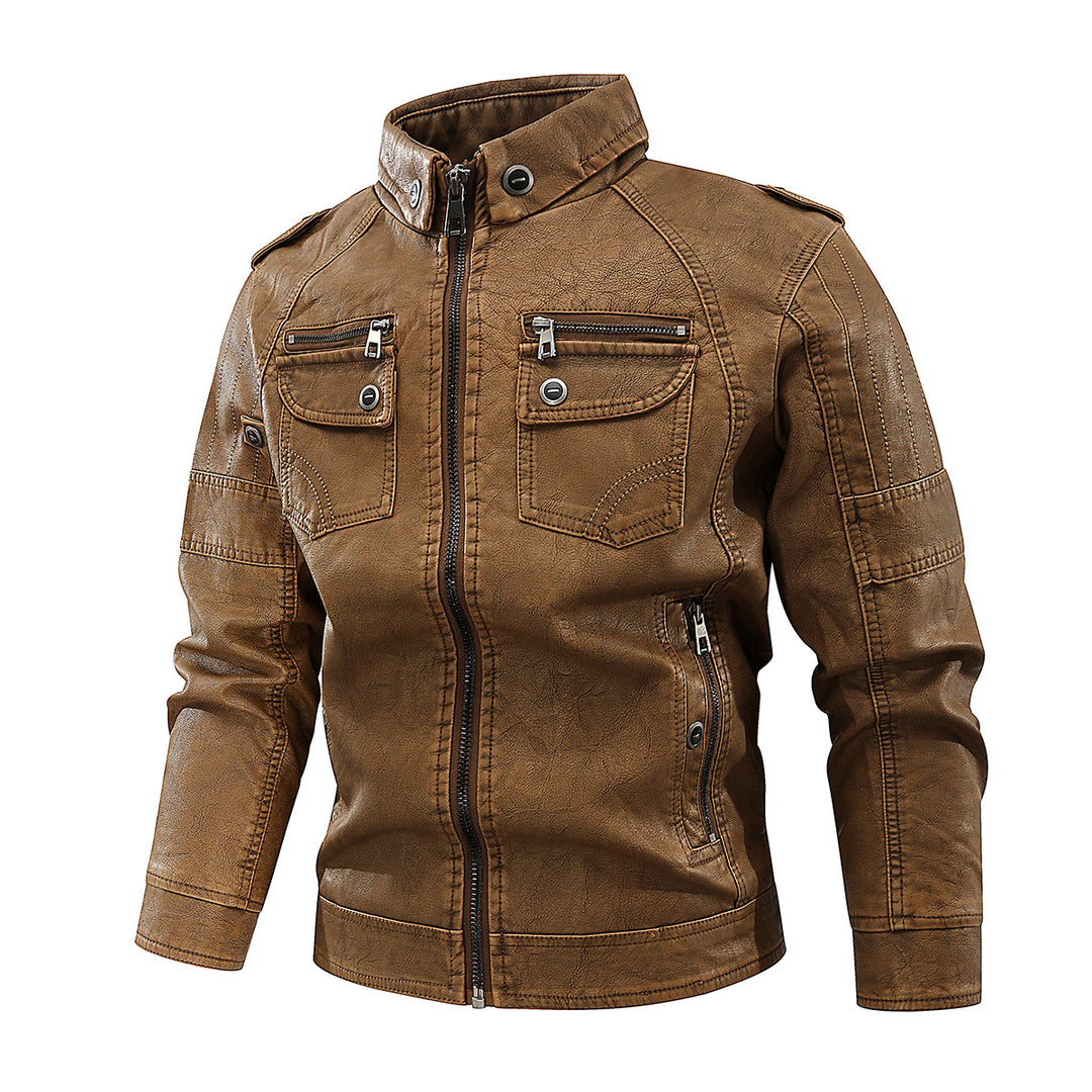 Herren stylische Bikerjacke mit praktischen Taschen und hochgeschlossenem Kragen EB