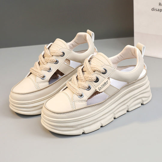 Damen Plateau Sneakers mit modischem Akzent und rutschfester Sohle EB