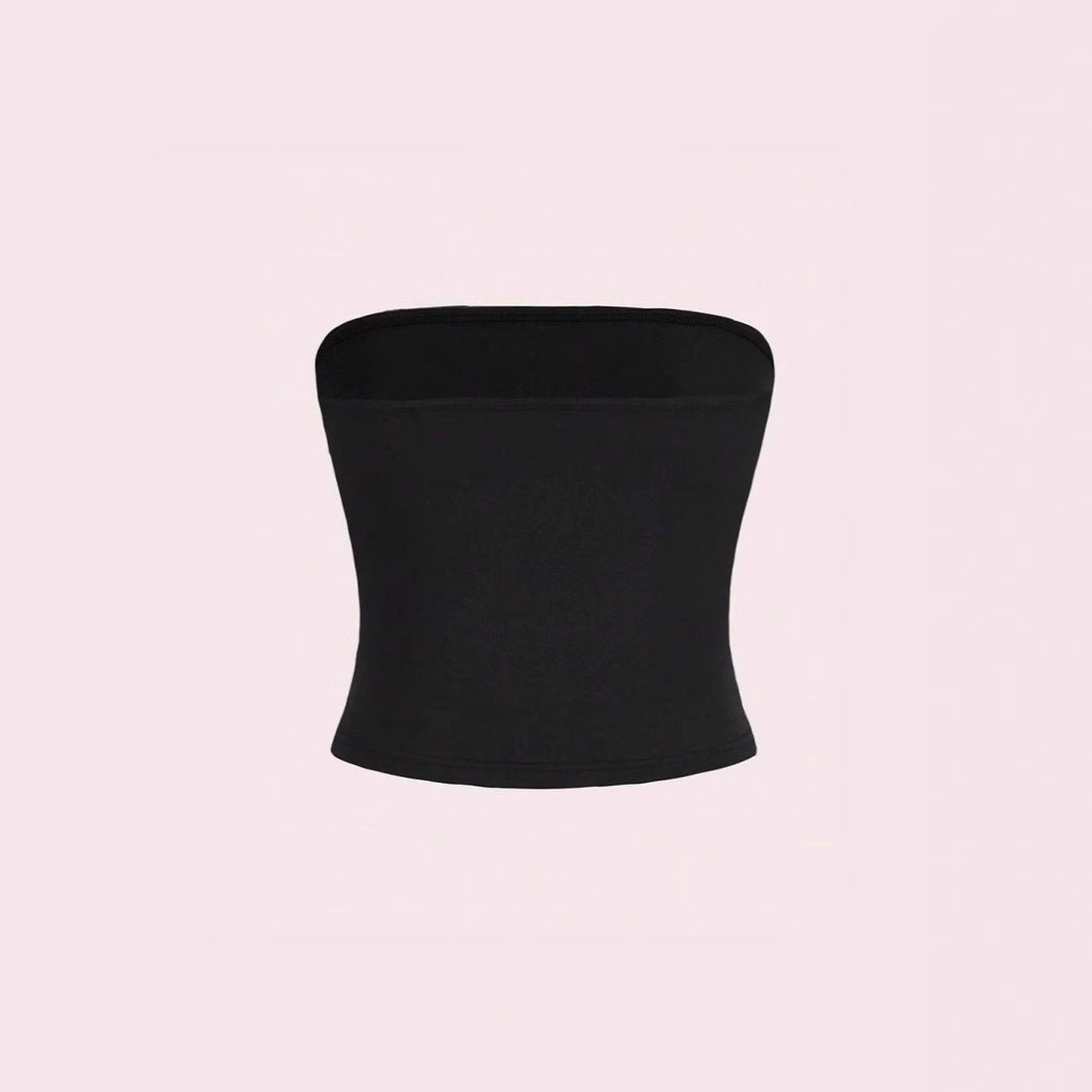 Damen Bandeau-Top mit romantischem Herzmotiv und Schleifendruck EB