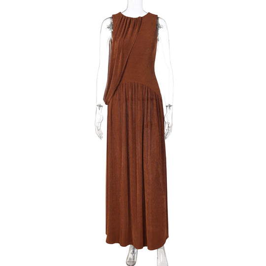 Damen Langes Kleid mit asymmetrischem Schnitt und raffiniertem Drapierungselement EB
