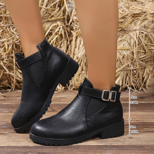 Damen Chelsea-Ankleboot mit elastischem Einsatz und Zier-Schnallenriemen EB