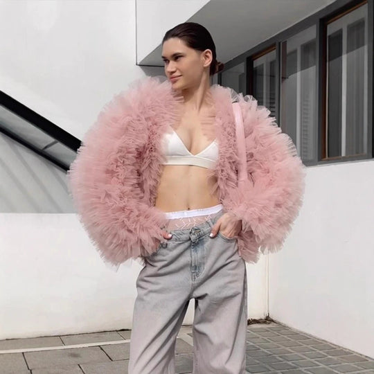 Damen Voluminöse Tülljacke EB