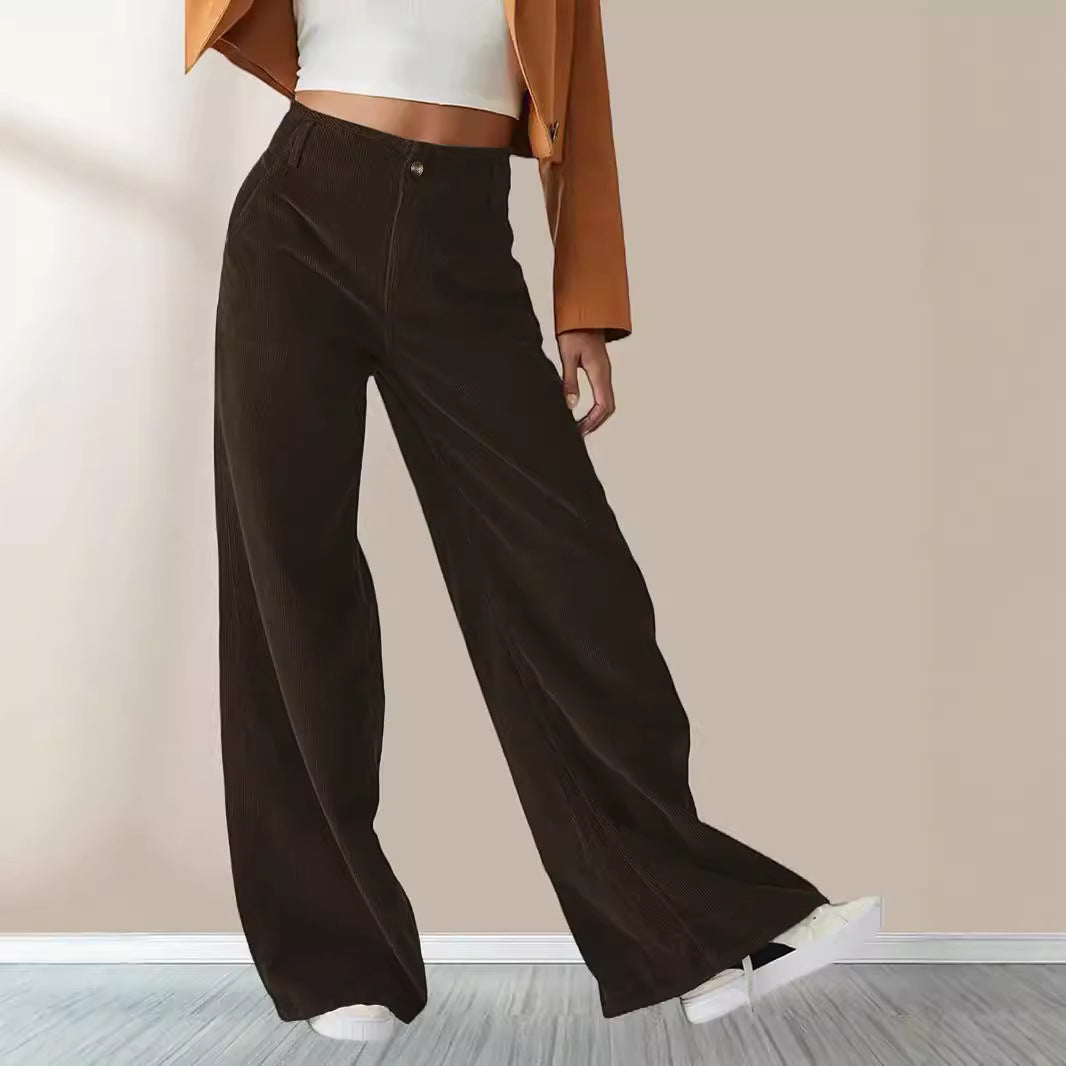 Damen Weit geschnittene Stoffhose mit hohem Bund und praktischen Taschen EB